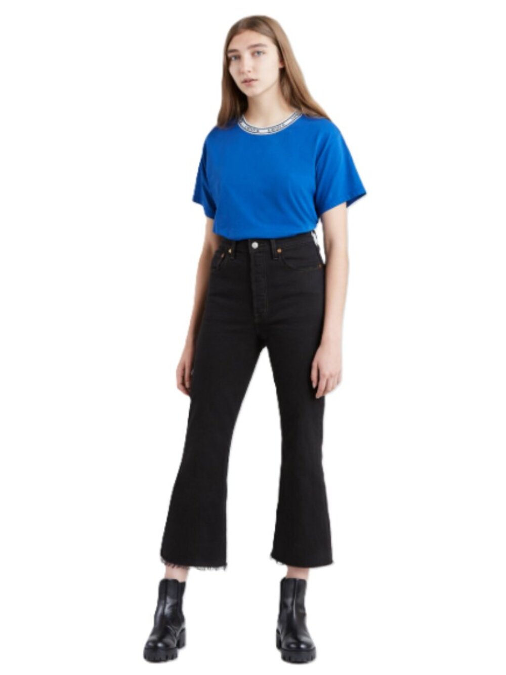 Levi’s Black Ribcage Crop Flare Jeans Premium Denim W31 L26 Classic Casual
